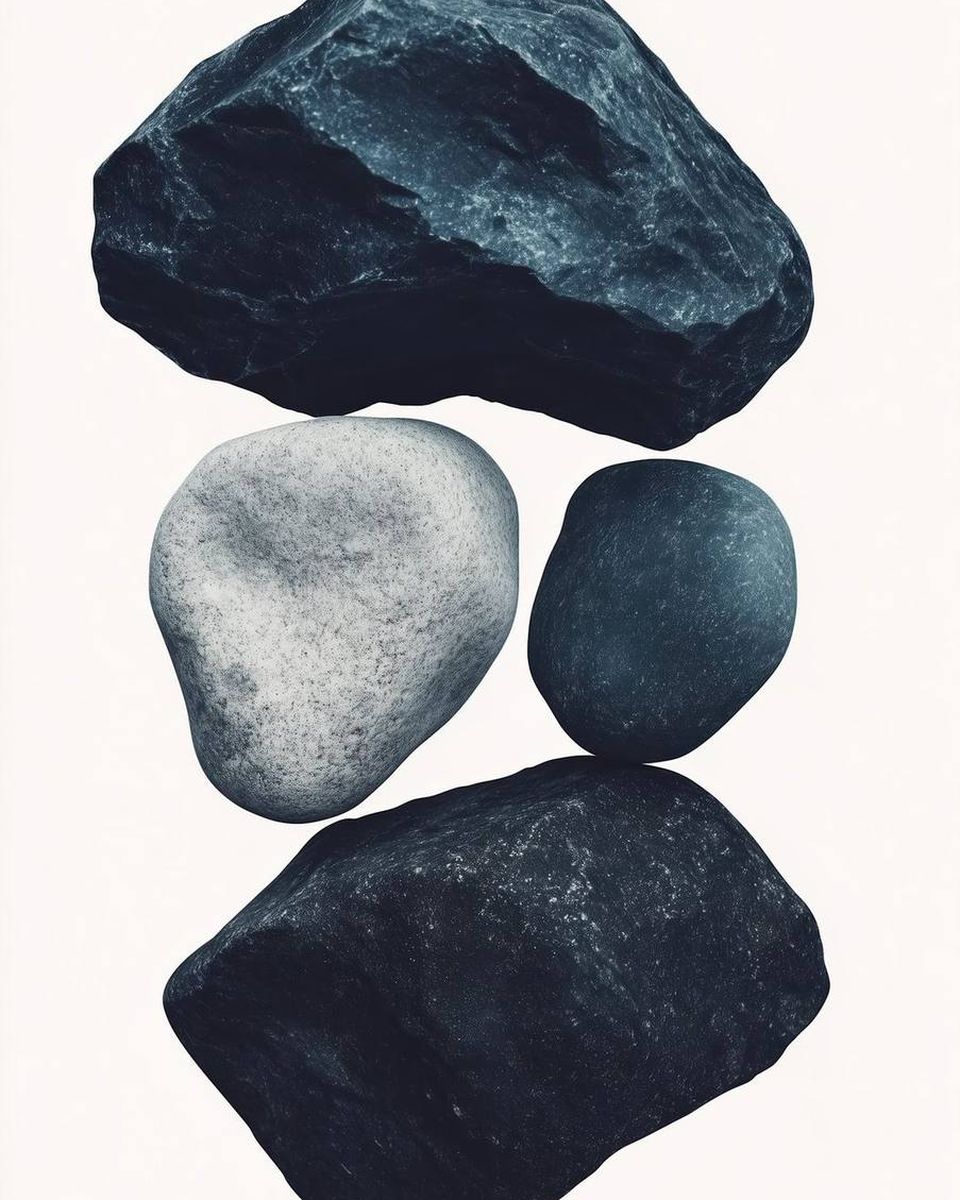 Three stones, balanced